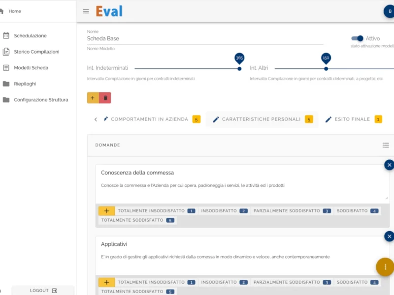 Eval screenshot piattaforma web creazione scheda